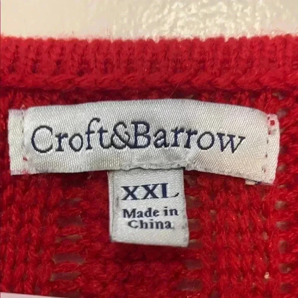 Red Croft & Barrow  Crew Neck Ribbed Sweater w A Bit of Holiday Sparkle - Picture 2 of 7